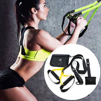 P3-1 Fitness Exercise Hanging Pulling Rope TRP3X Wall Pulley Yoga Belt, Main Belt: 1.4m, Home Version (Black+Yellow)-garmade.com