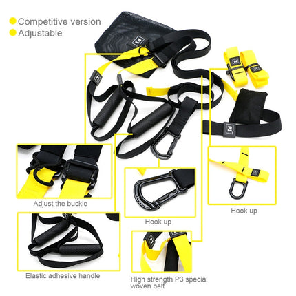 P3-3 Adjustable Fitness Exercise Hanging Pulling Rope TRP3X Wall Pulley Yoga Belt, Main Belt: 1.4m, 1.9m After Adjusted, Athletic Version(Army Green)-garmade.com