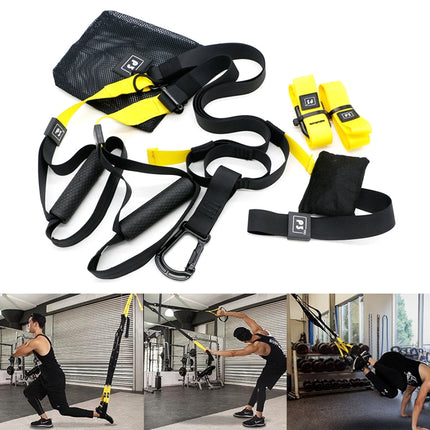 P3-3 Adjustable Fitness Exercise Hanging Pulling Rope TRP3X Wall Pulley Yoga Belt, Main Belt: 1.4m, 1.9m After Adjusted, Athletic Version (Black+Yellow)-garmade.com