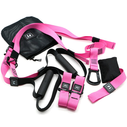 P3-3 Adjustable Fitness Exercise Hanging Pulling Rope TRP3X Wall Pulley Yoga Belt, Main Belt: 1.4m, 1.9m After Adjusted, Athletic Version(Pink)-garmade.com