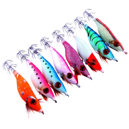 HENGJIA HENG JIA SJ011 8 PCS 10cm Noctilucent Plastic Hard Baits Squid Fishing Lures Set Fishing Tackle Baits, Random Color Delivery-garmade.com