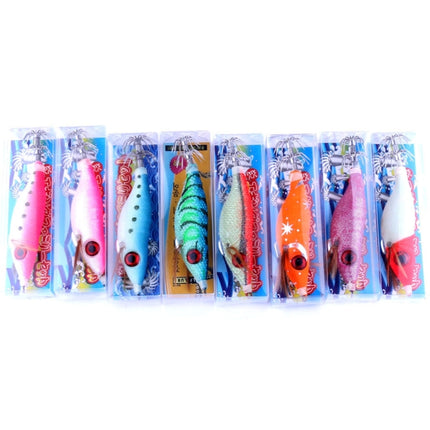 HENGJIA HENG JIA SJ011 8 PCS 10cm Noctilucent Plastic Hard Baits Squid Fishing Lures Set Fishing Tackle Baits, Random Color Delivery-garmade.com