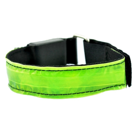 LED Flash Safety Reflective Nylon Light Rechargeable Sports Wrist Belt(Green)-garmade.com