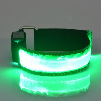 LED Flash Safety Reflective Nylon Light Battery Sports Wrist Belt(Green)-garmade.com