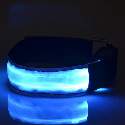 LED Flash Safety Reflective Nylon Light Battery Sports Wrist Belt(Blue)-garmade.com