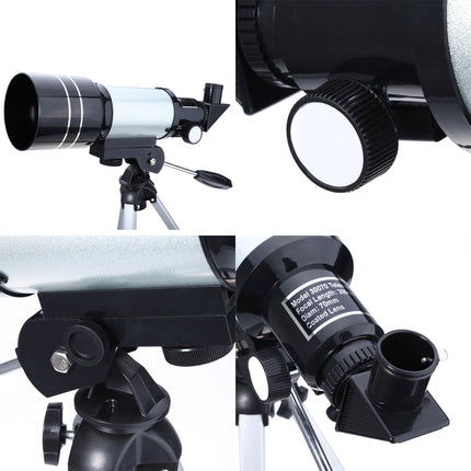F30070M Portable Professional High Definition High Times Espace Astronomical Telescope Spotting Scope with Tripod(Silver)-garmade.com