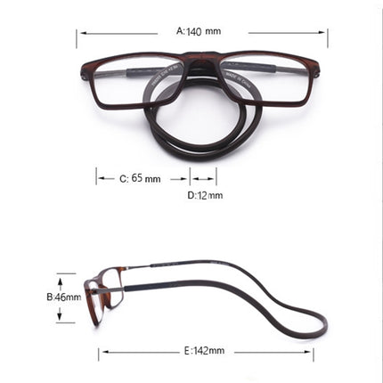 Anti Blue-ray Adjustable Neckband Magnetic Connecting Presbyopic Glasses, +4.00D(Red)-garmade.com