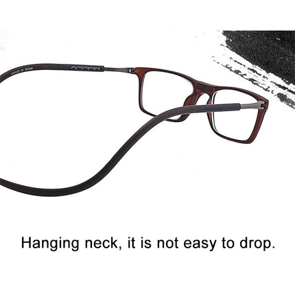 Anti Blue-ray Adjustable Neckband Magnetic Connecting Presbyopic Glasses, +4.00D(Brown)-garmade.com