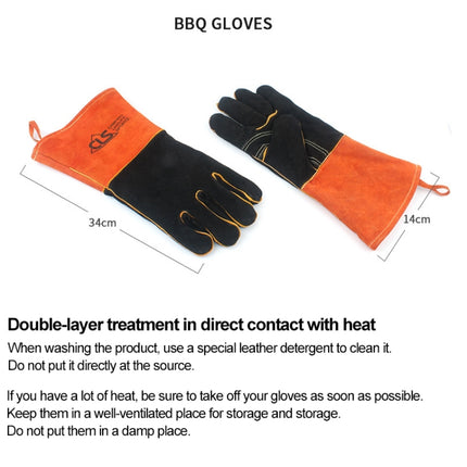 Outdoor BBQ Leather Men and Women Models High Temperature Insulation Thickening Long Welding Protective Gloves-garmade.com