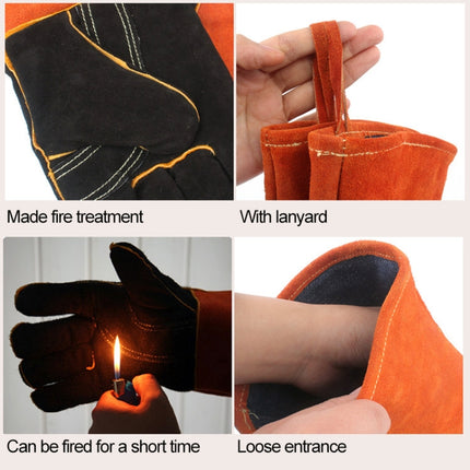 Outdoor BBQ Leather Men and Women Models High Temperature Insulation Thickening Long Welding Protective Gloves-garmade.com
