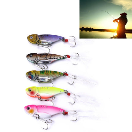 HENGJIA 5 PCS 5.5cm/11g Luya Metal VIB Fishing Lures Bait Bionic Kit with Plastic Box-garmade.com