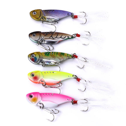 HENGJIA 5 PCS 5.5cm/11g Luya Metal VIB Fishing Lures Bait Bionic Kit with Plastic Box-garmade.com