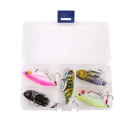 HENGJIA 5 PCS 5.5cm/11g Luya Metal VIB Fishing Lures Bait Bionic Kit with Plastic Box-garmade.com