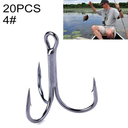 20 PCS Classic Black High Carbon Steel Fishing Three-jaw Treble Hooks-garmade.com