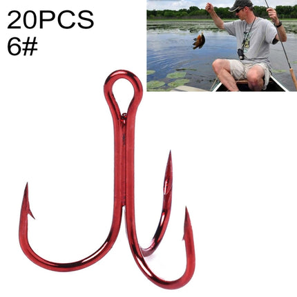 HENGJIA 20 PCS Classic Red High Carbon Steel Fishing Three-jaw Treble Hooks-garmade.com