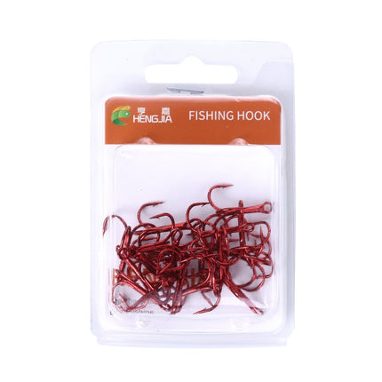 HENGJIA 20 PCS Classic Red High Carbon Steel Fishing Three-jaw Treble Hooks-garmade.com