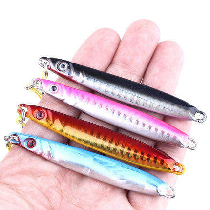 HENGJIA 8cm/30g Luya Fishing Lure Artificial Hard Bait Hook Iron Plate Fishing Tackle (Red)-garmade.com