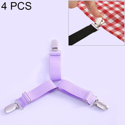 4 PCS Adjustable Bedspread Tablecloth Curtain Sofa Cover Holder Tent Metal Fixed Clips(Purple)-garmade.com