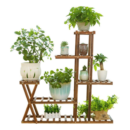 Wooden Plant Flower Display Stand Wood Pot Shelf Storage Rack-garmade.com
