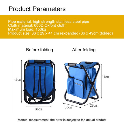 Outdoor Portable Folding Camping Chair Light Fishing Beach Chair Stainless Steel Pipe Folding Chair with Ice Bag(Camouflage)-garmade.com