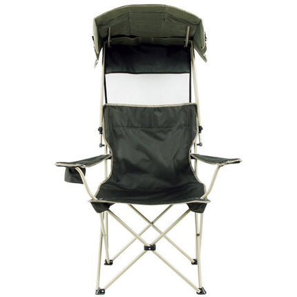Outdoor Sun Protection Folding Chair Multifunctional Portable Fishing Beach Lounge Chair With Sunshade Aluminum Folding Chair(Dark Green)-garmade.com