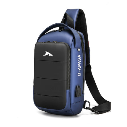 BAPASA A-001 Soft Skin Feel Casual Anti-theft Crossbody Bag with USB Port(Blue)-garmade.com