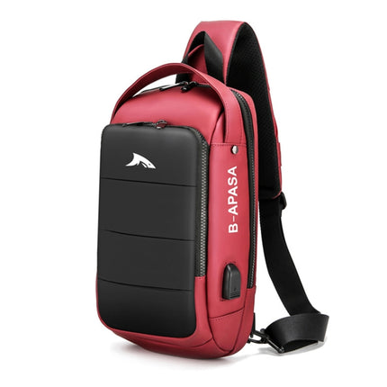BAPASA A-001 Soft Skin Feel Casual Anti-theft Crossbody Bag with USB Port(Red)-garmade.com