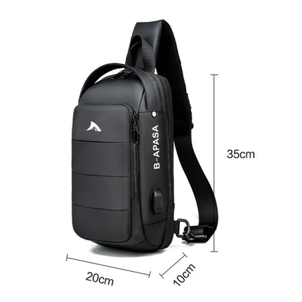 BAPASA A-001 Soft Skin Feel Casual Anti-theft Crossbody Bag with USB Port(Black)-garmade.com