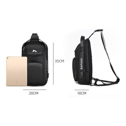 BAPASA A-166 Men Anti-theft Multifunction Casual Crossbody Bag with USB Port(Black)-garmade.com