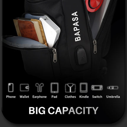BAPASA A-166 Men Anti-theft Multifunction Casual Crossbody Bag with USB Port(Black)-garmade.com