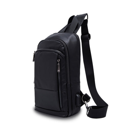 BAPASA X0001 Men Outdoor Sports Crossbody Bag with USB Port(Black)-garmade.com