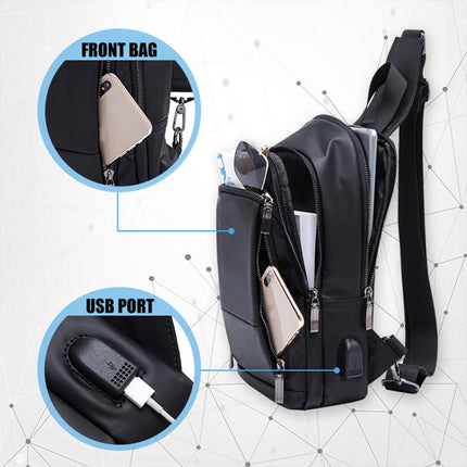 BAPASA X0001 Men Outdoor Sports Crossbody Bag with USB Port(Black)-garmade.com