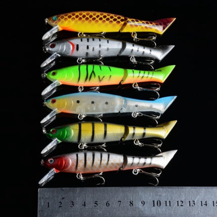 HENGJIA JM 011-X 6# 12cm 13.5g Multi-section Plastic Hard Baits Artificial Fishing Lures with Treble Hook, Random Color Delivery-garmade.com