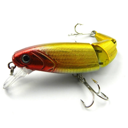 HENGJIA JM001-X 10.5cm 14g Multi-section Plastic Hard Baits Artificial Fishing Lures with Treble Hook, Random Color Delivery-garmade.com