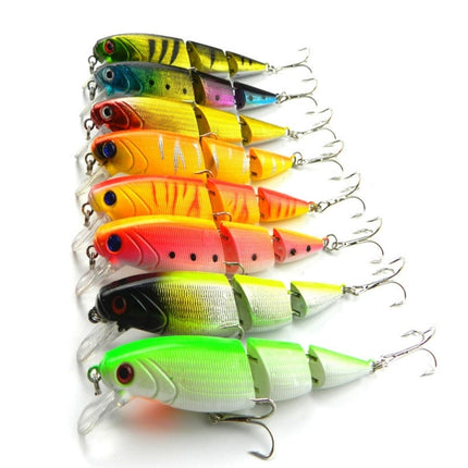 HENGJIA JM001-X 10.5cm 14g Multi-section Plastic Hard Baits Artificial Fishing Lures with Treble Hook, Random Color Delivery-garmade.com