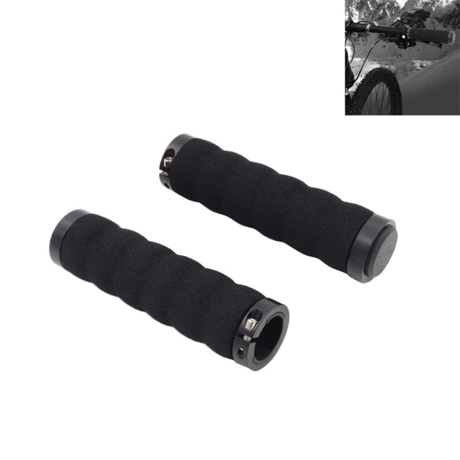 2 PCS AG30 Bicycle MTB Bike Lock-on Comfort Sponge Handlebar Hand-Stitched Grips(Black)-garmade.com
