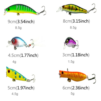 HENGJIA HENG JIA-SETL30 30 PCS Minnow Fishing Lure Set 6 Models Fishing Tackle Plastic Hard Bait-garmade.com