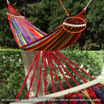 Outdoor Rollover-resistant Single Person Canvas Hammock Portable Beach Swing Bed with Wooden Sticks, Size: 185 x 80cm(Red)-garmade.com