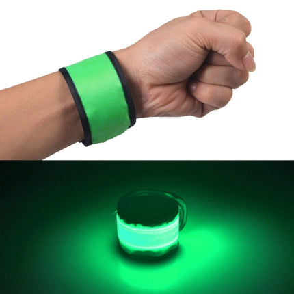LED Luminous Slap Pat Circle Outdoors sports Wristband, Small, Size:26*4cm(Green)-garmade.com