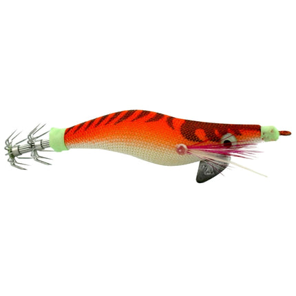 HENGJIA 6# 8cm Plastic Hard Baits Squid Fishing Lures Decoy Wood Shrimp Baits(Orange)-garmade.com