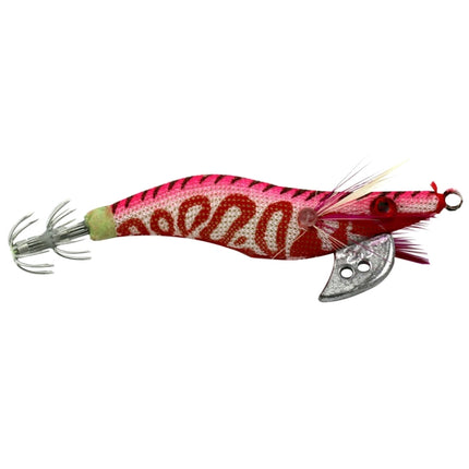 HENGJIA 1# 8cm Plastic Hard Baits Squid Fishing Lures Decoy Wood Shrimp Baits (Magenta+Dark Red)-garmade.com