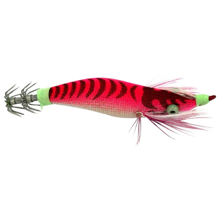 HENGJIA 5# 8cm Plastic Hard Baits Squid Fishing Lures Decoy Wood Shrimp Baits(Magenta)-garmade.com