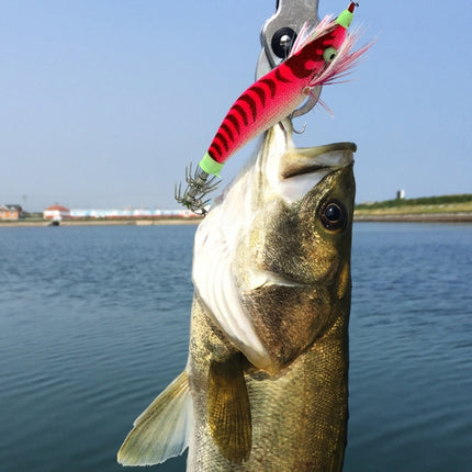 HENGJIA 5# 8cm Plastic Hard Baits Squid Fishing Lures Decoy Wood Shrimp Baits(Magenta)-garmade.com