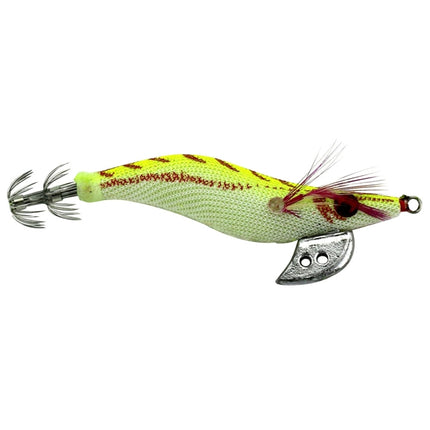 HENGJIA 3# 8cm Plastic Hard Baits Squid Fishing Lures Decoy Wood Shrimp Baits(Yellow)-garmade.com