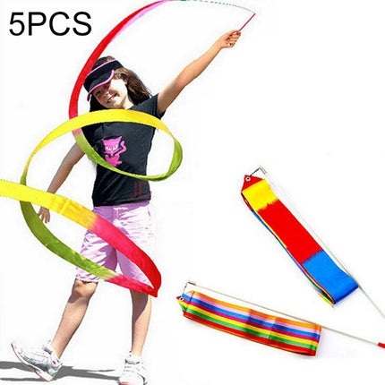 5 PCS 4m Colorful Children Toy Dancing Practices Dance Ribbons with Sticks, Random Pattern Delivery-garmade.com