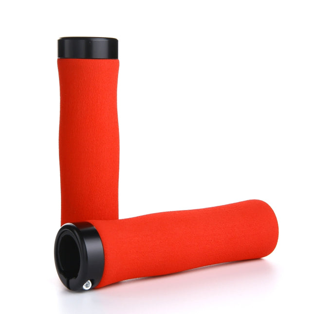 1 Pair AG28 Alloy Lock-Rings + Sponge Bicycle Handlebar Grip (Red)-garmade.com
