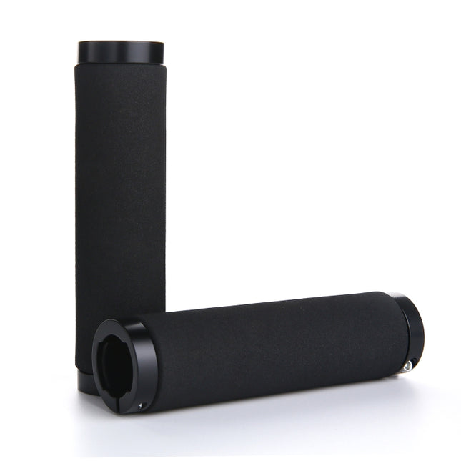 1 Pair AG36 Alloy Lock-Rings + Sponge Bicycle Handlebar Grip (Black)-garmade.com