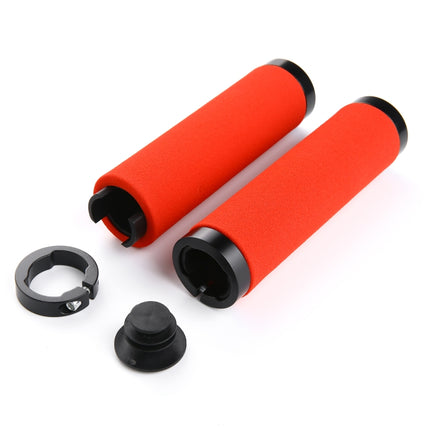 1 Pair AG36 Alloy Lock-Rings + Sponge Bicycle Handlebar Grip (Red)-garmade.com