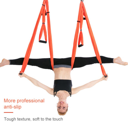 6 Handles Bodybuilding Handstand Inelasticity Aerial Yoga Hammock(Orange)-garmade.com