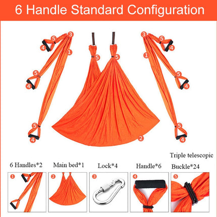 6 Handles Bodybuilding Handstand Inelasticity Aerial Yoga Hammock(Gradient Red)-garmade.com